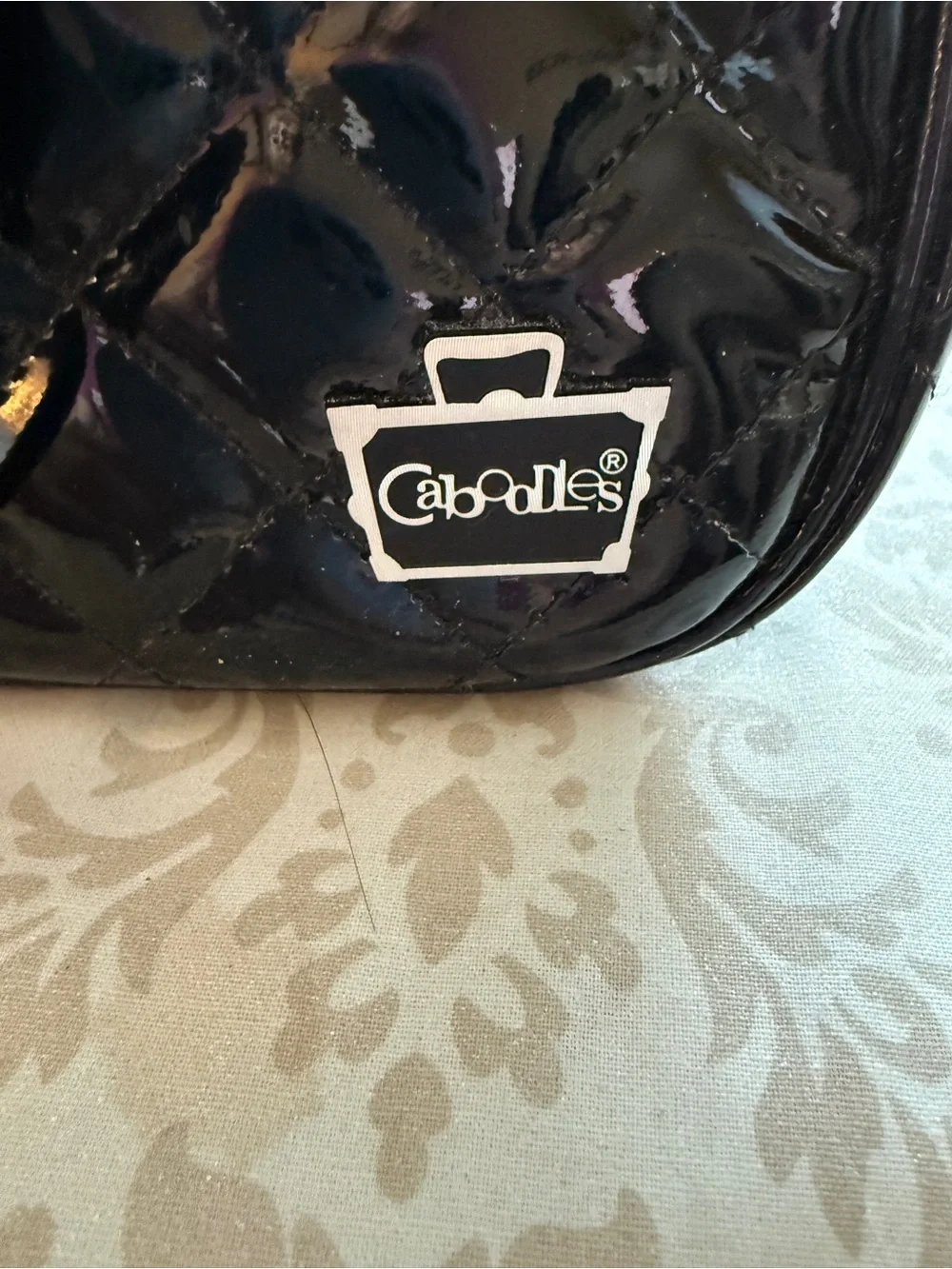 Caboodles Black Quilted Patent Cosmetic Tote Bag